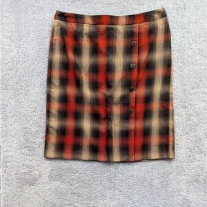 Cato Skirt Women's Size 18W Orange Brown Plaid Straight Button Chic Retro Career